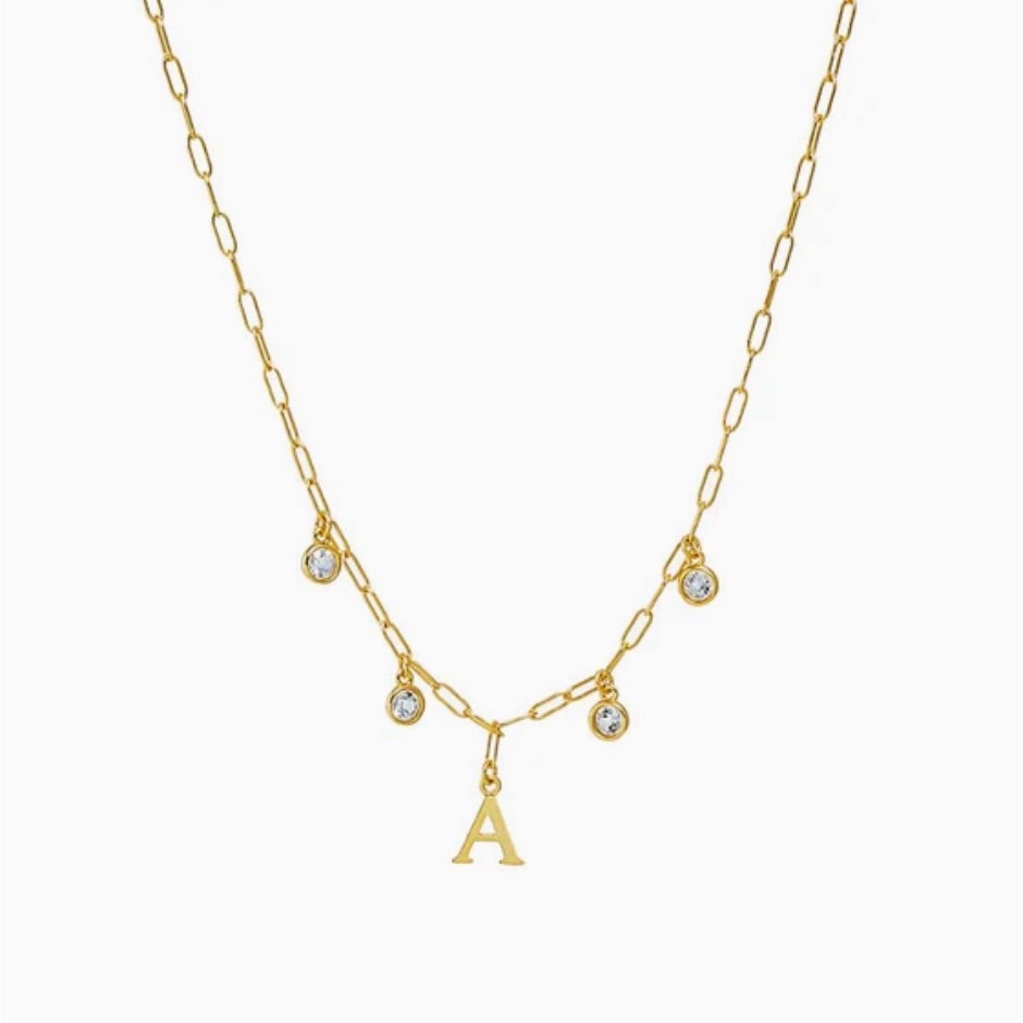 Solid Initial X Dangling Bezels Paperclip Necklace Nwt
